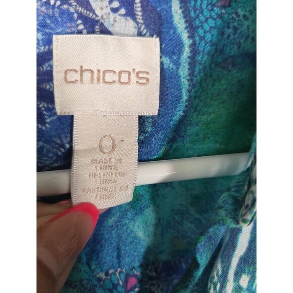 Chicos Women’s Size Small (0) Long Sleeve Button Down Shirt - Multicolor Pastel - Picture 2 of 5